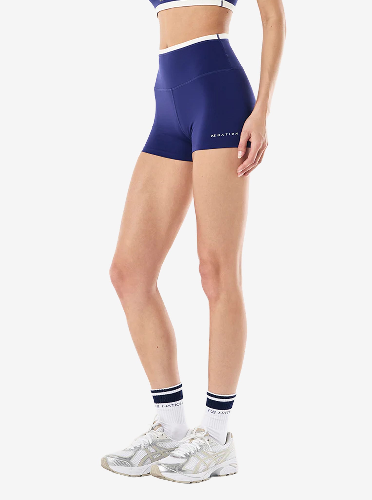 Vita 2.5" Bike Short in Bright Navy & Whisper White