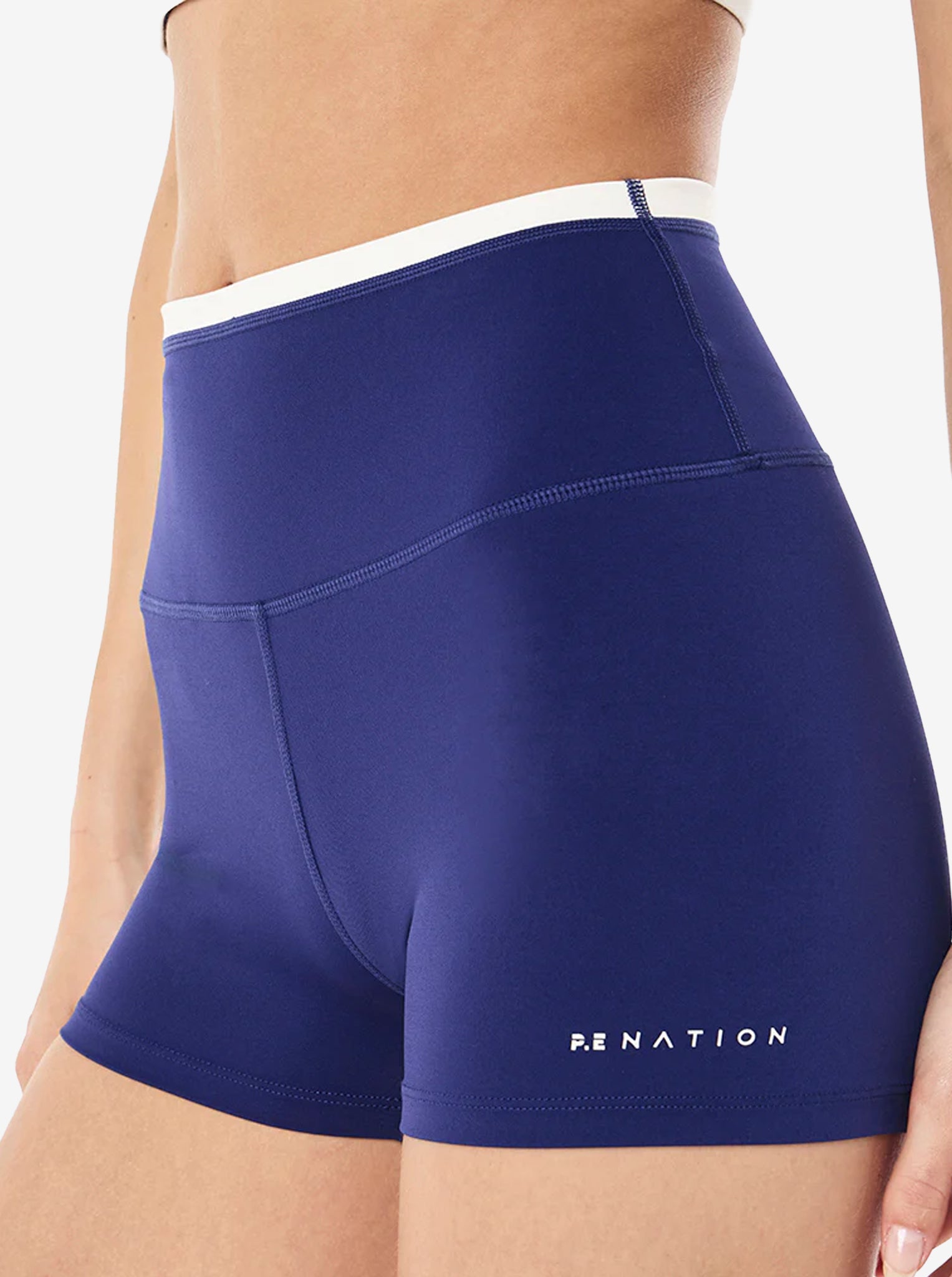 Vita 2.5" Bike Short in Bright Navy & Whisper White