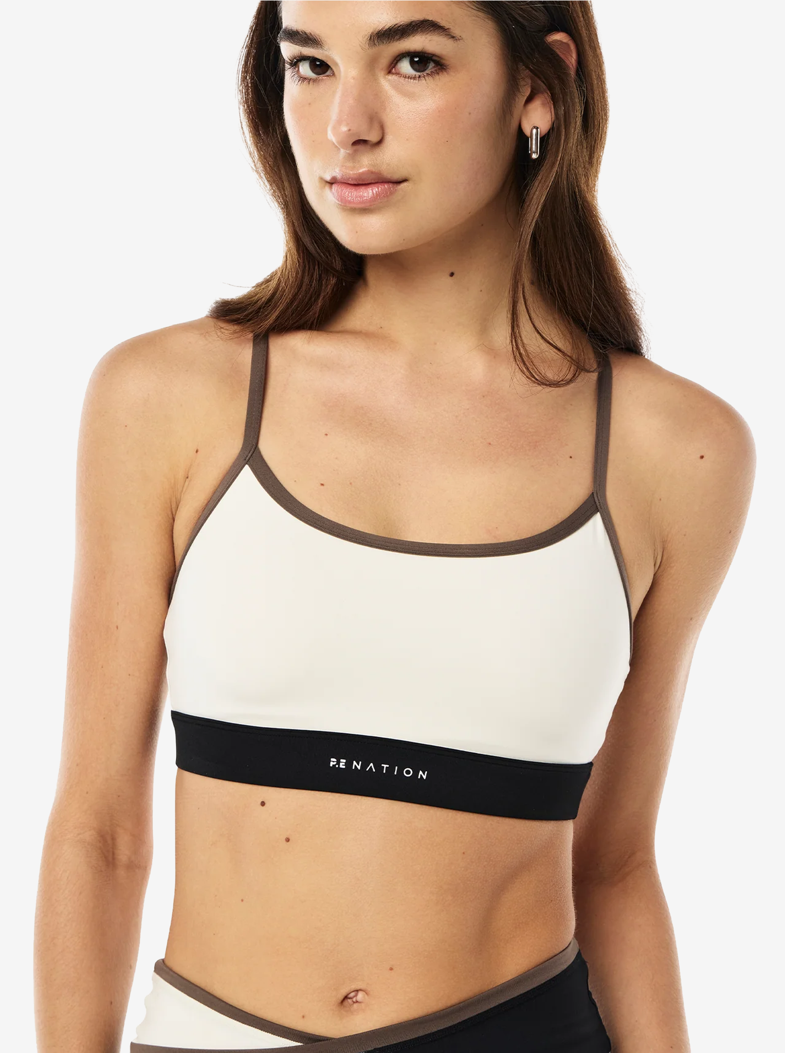 Signature Sports Bra in Whisper White & Walnut