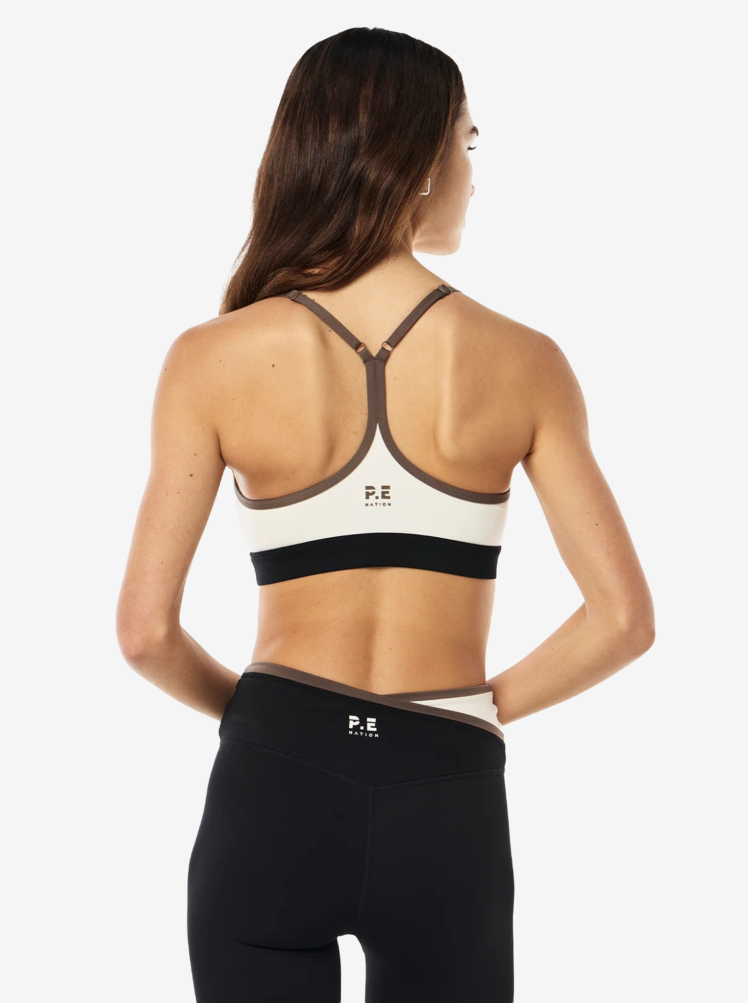 Signature Sports Bra in Whisper White & Walnut