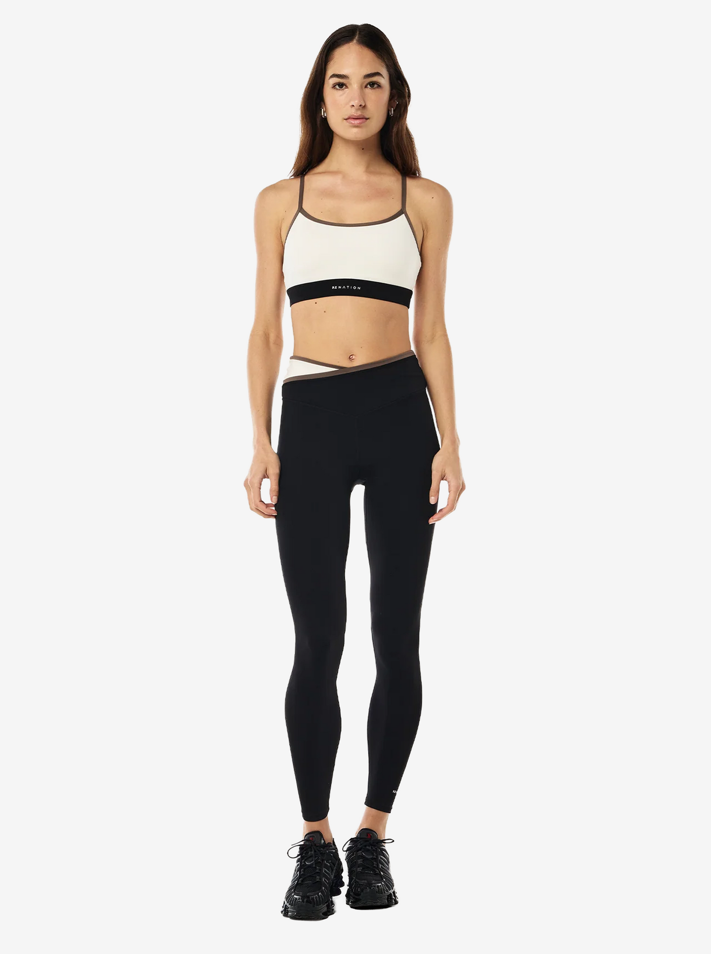 Signature Sports Bra in Whisper White & Walnut