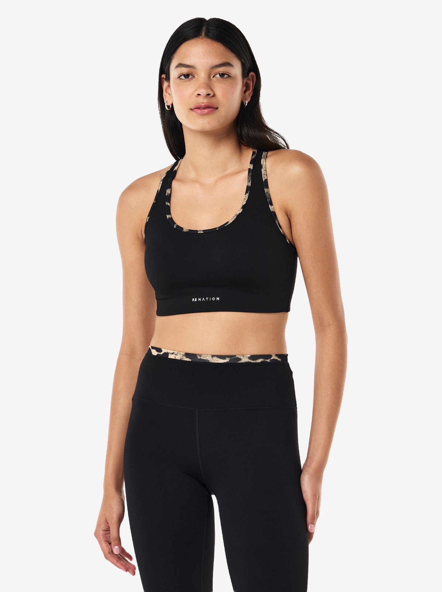 Stellar Sports Bra in Black & Leopard Print