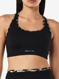 Stellar Sports Bra in Black & Leopard Print