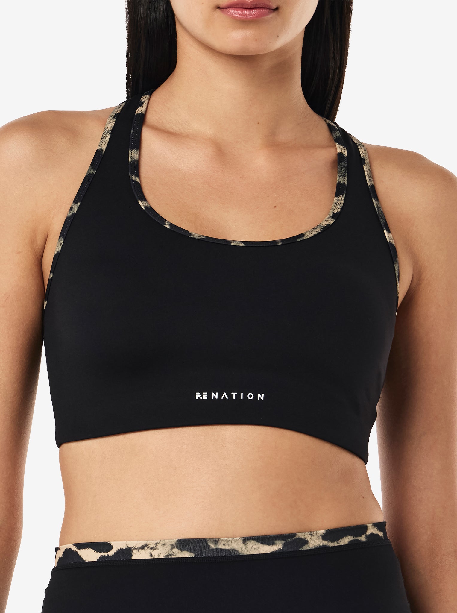 Stellar Sports Bra in Black & Leopard Print
