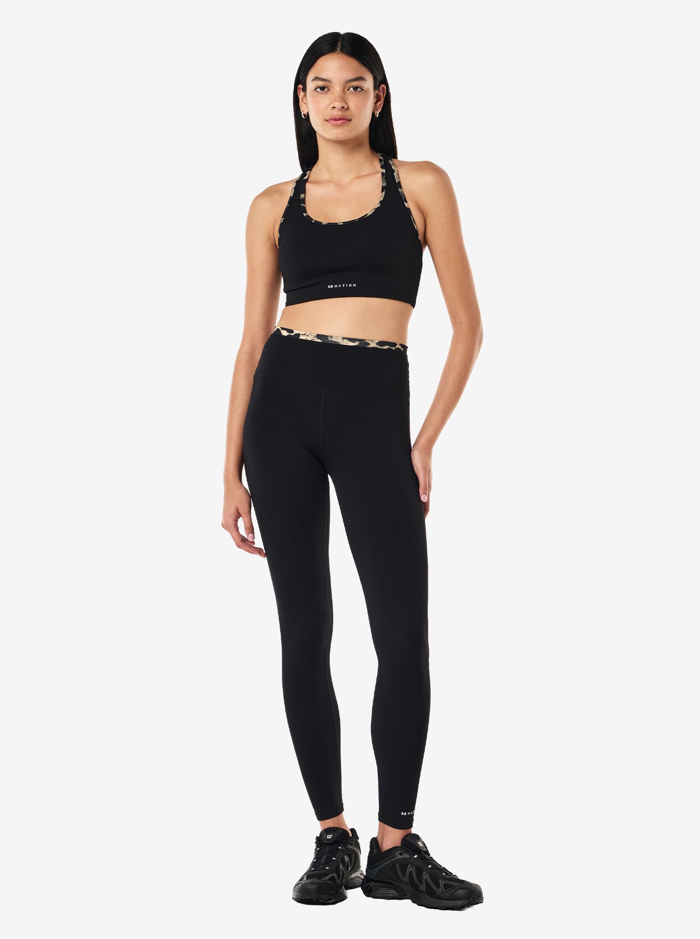 Stellar Sports Bra in Black & Leopard Print