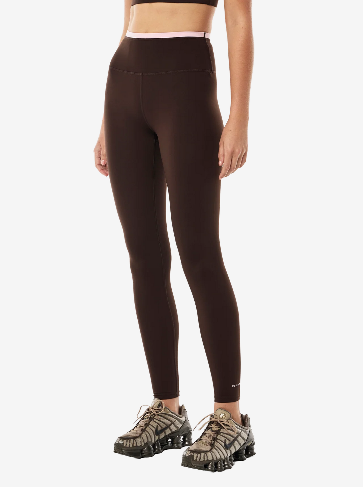 Vita Full Length Legging in Espresso & Chalk Pink