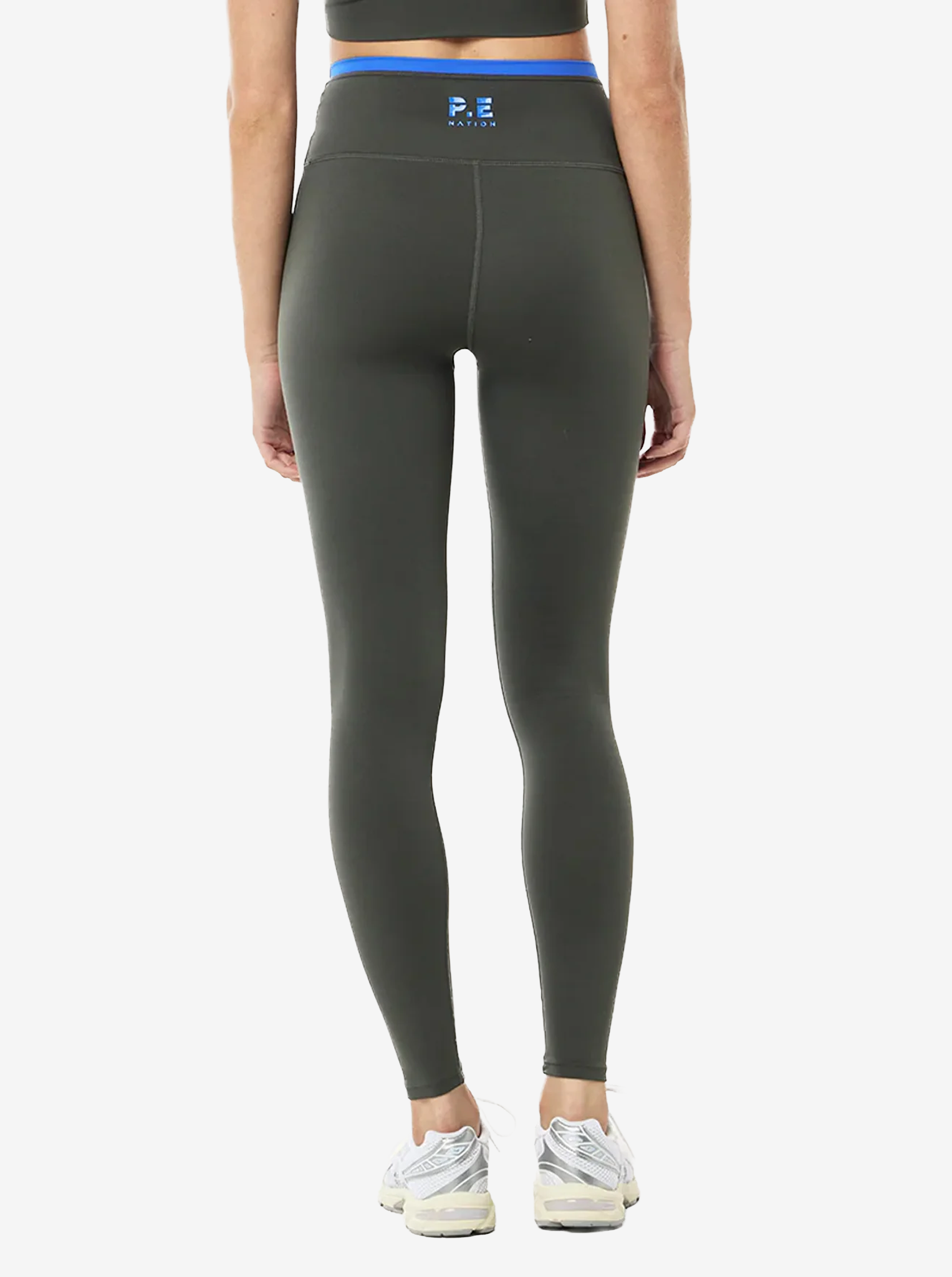 Vita Full Length Legging in Gunmetal & Royal Blue