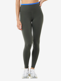 Vita Full Length Legging in Gunmetal & Royal Blue