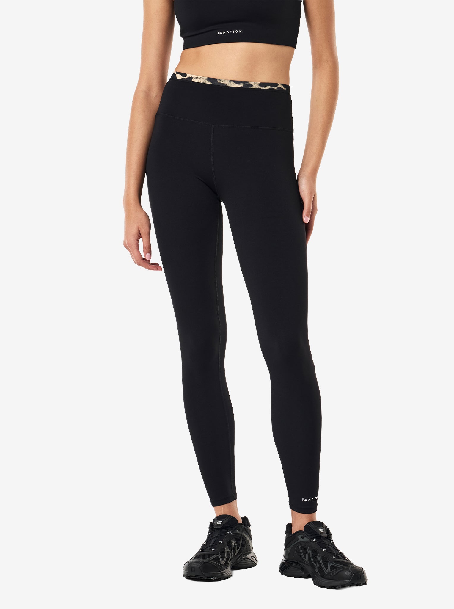 Vita Full Length Legging in Black & Leopard