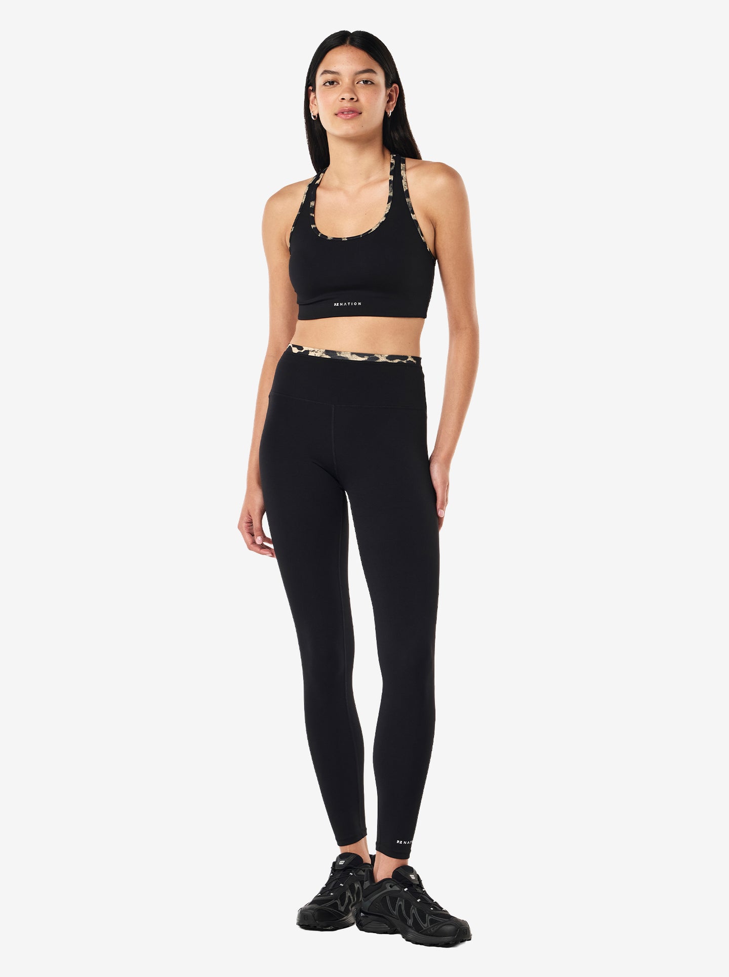 Vita Full Length Legging in Black & Leopard