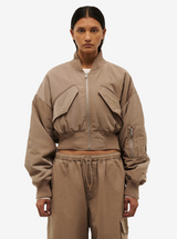 Captivate Bomber in Taupe Gray