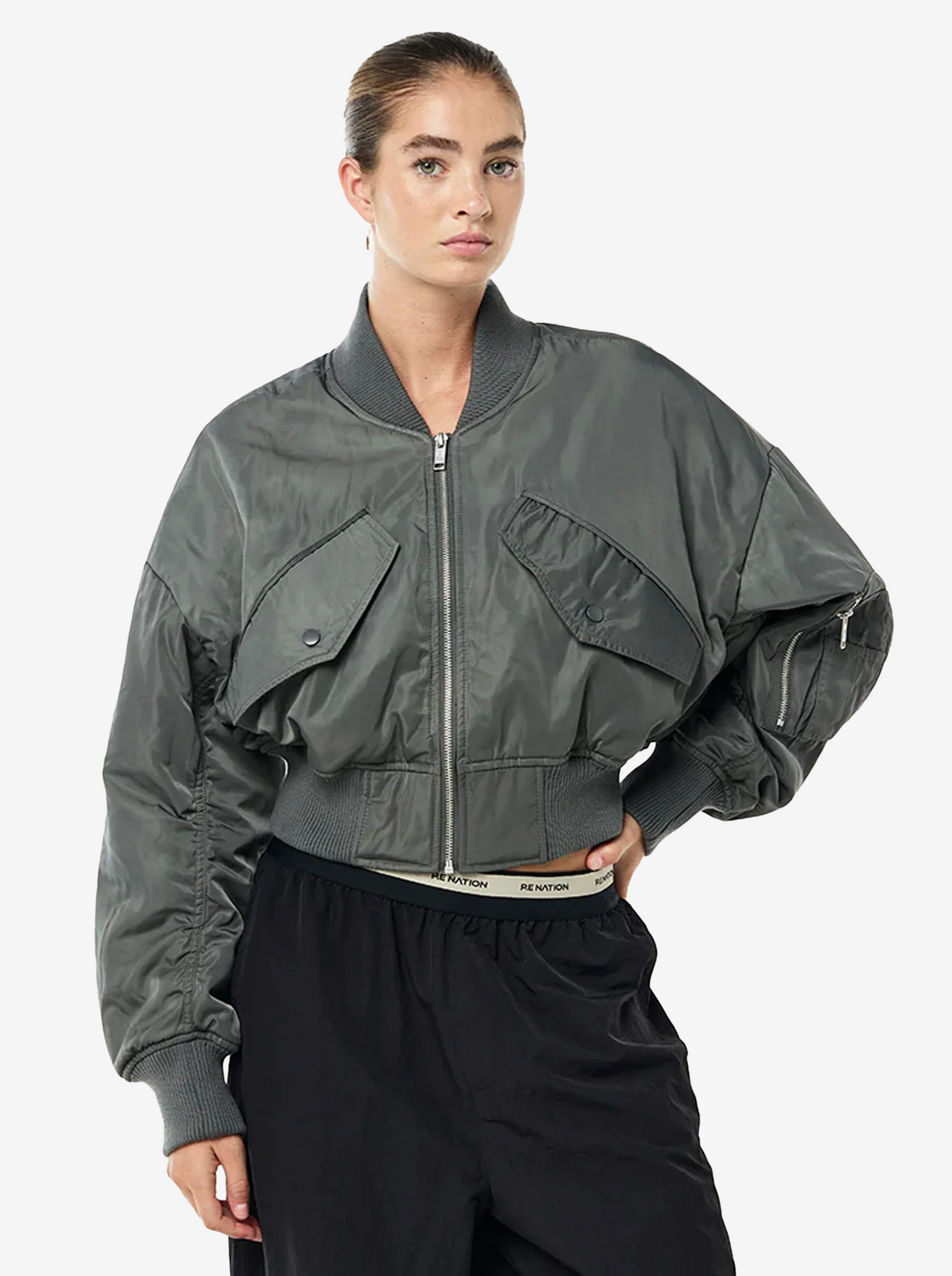 Captivate Bomber in Gunmetal