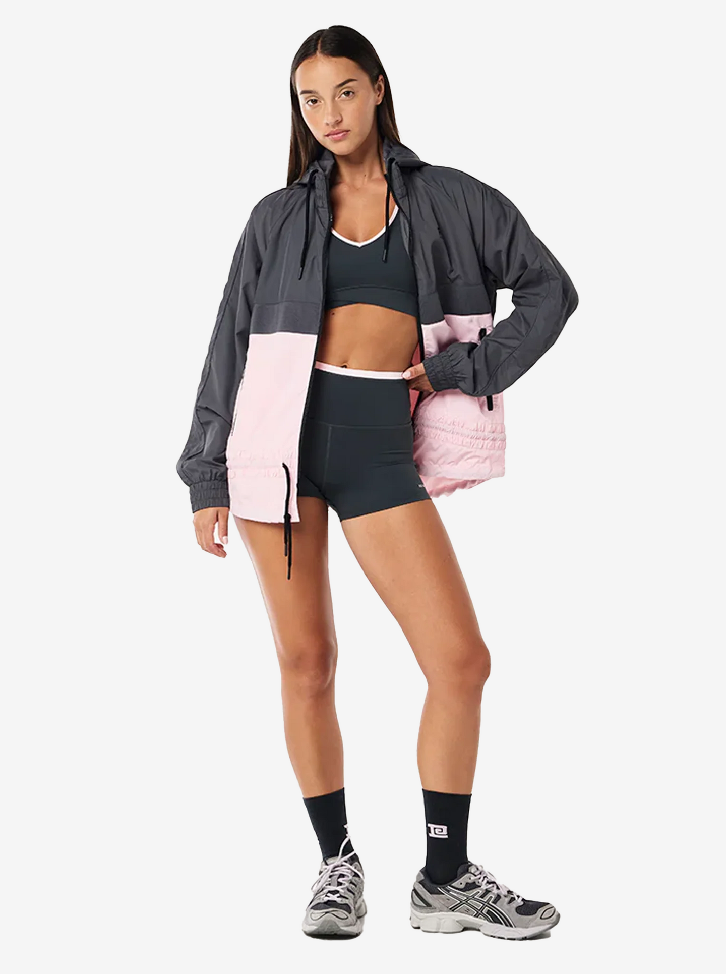 Man Down Jacket in Asphalt & Chalk Pink