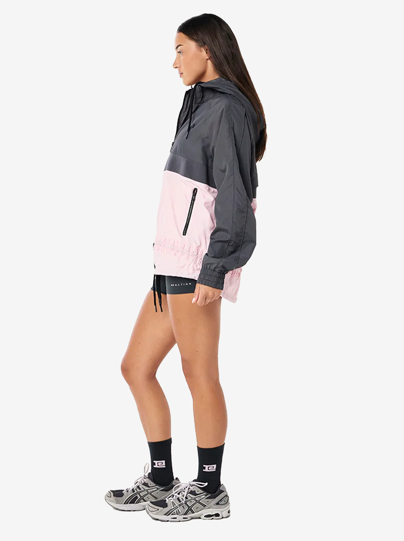 Man Down Jacket in Asphalt & Chalk Pink