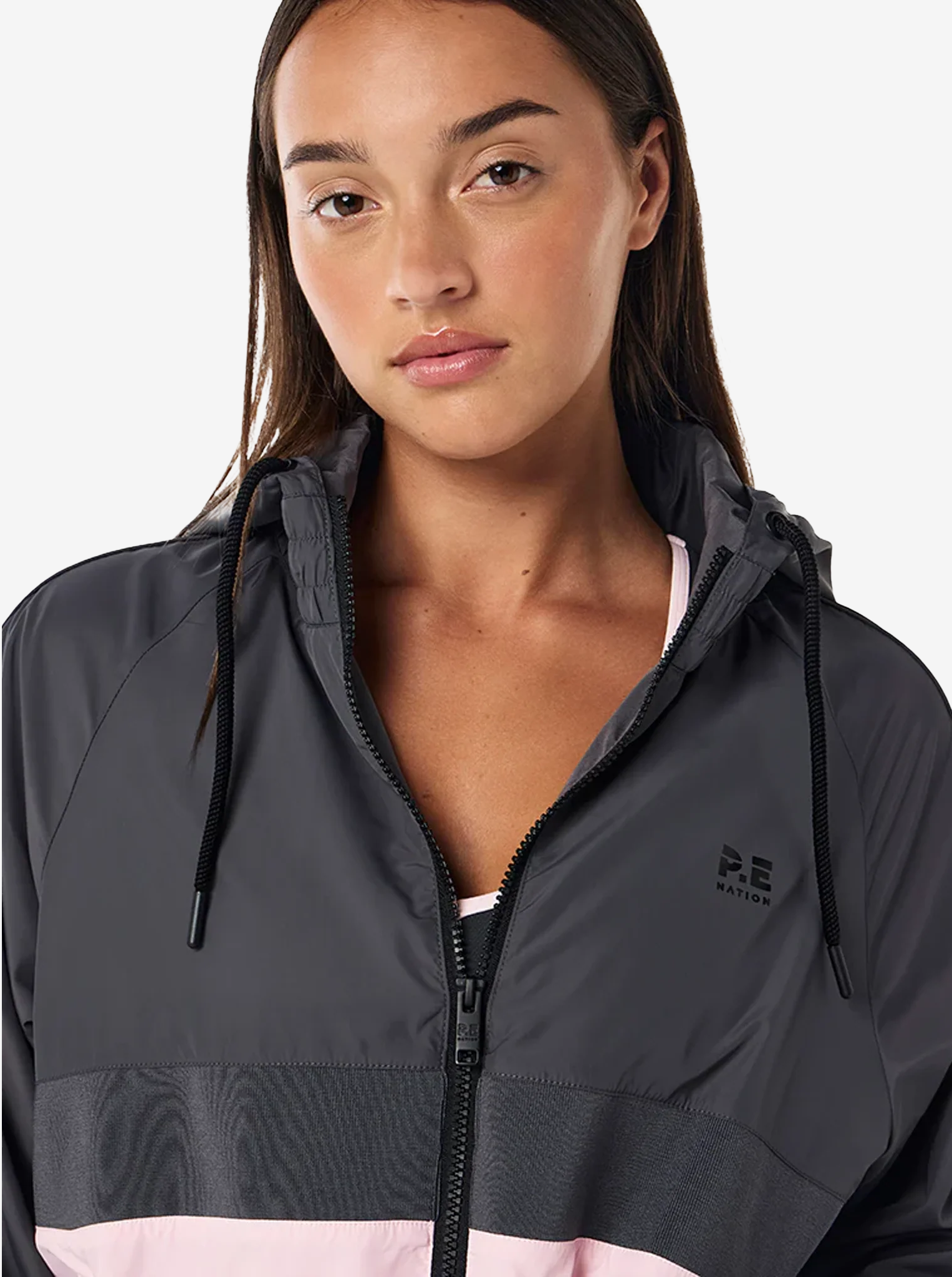 Man Down Jacket in Asphalt & Chalk Pink