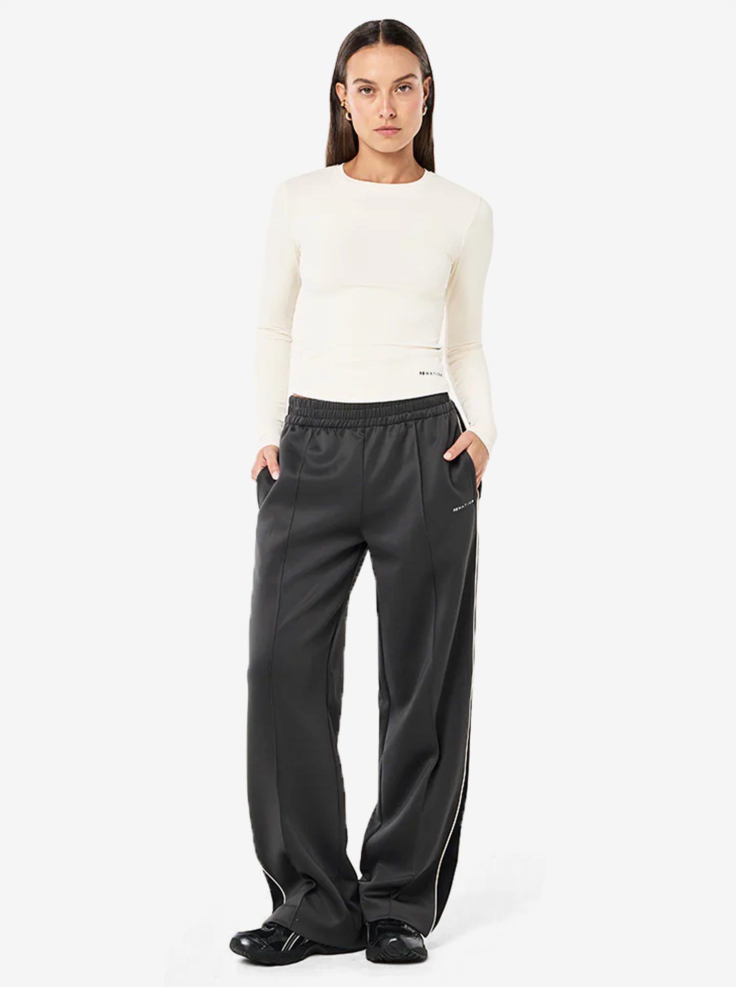 Man Down Track Pant in Caviar