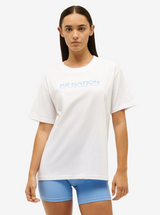 Aero Short Sleeve Tee in White & Cornflower Blue