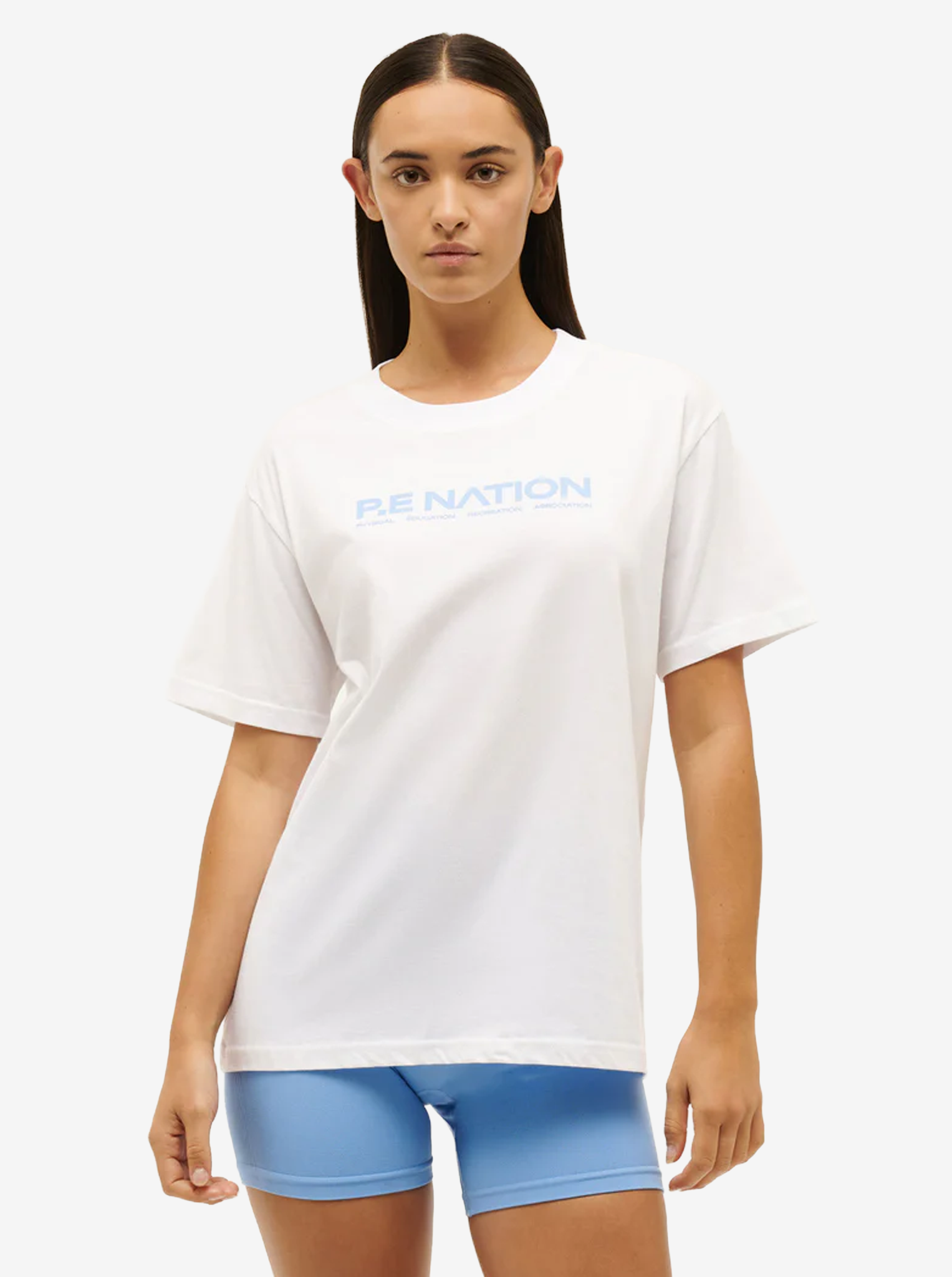 Aero Short Sleeve Tee in White & Cornflower Blue