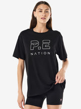 Heads Up Tee in Black & Optic White