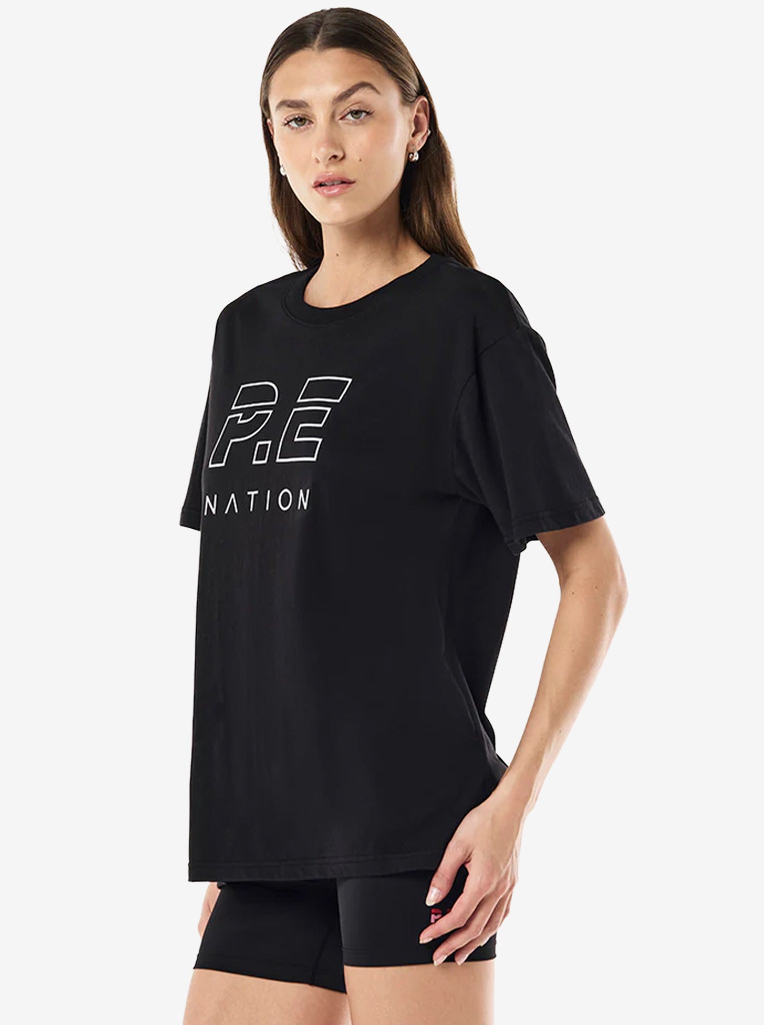 Heads Up Tee in Black & Optic White