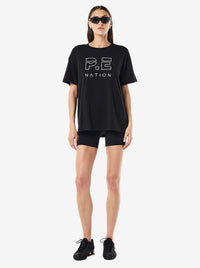 Heads Up Tee in Black & Optic White