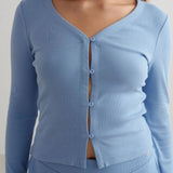 Blue Mist Ease Ribbed Cardigan