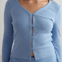 Blue Mist Ease Ribbed Cardigan