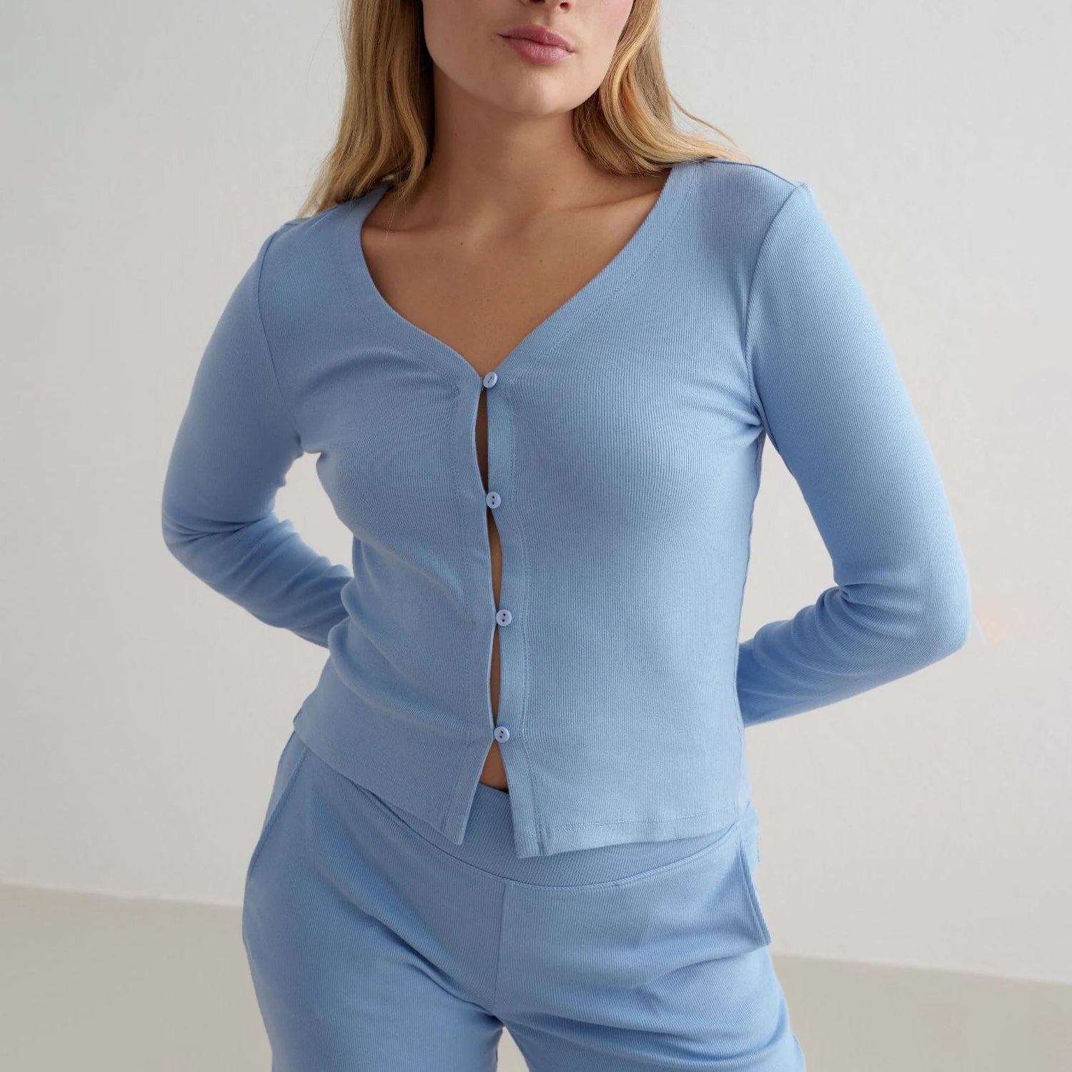 Blue Mist Ease Ribbed Cardigan