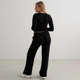 Black Ease Ribbed Wide Pants