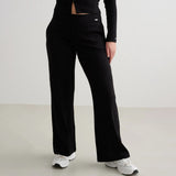 Black Ease Ribbed Wide Pants