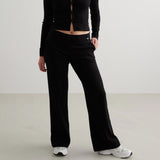 Black Ease Ribbed Wide Pants