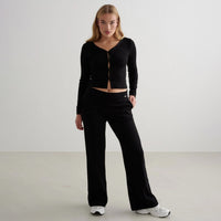 Black Ease Ribbed Wide Pants