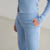 Blue Mist Ease Ribbed Wide Pants