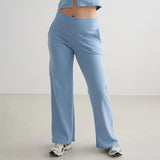Blue Mist Ease Ribbed Wide Pants