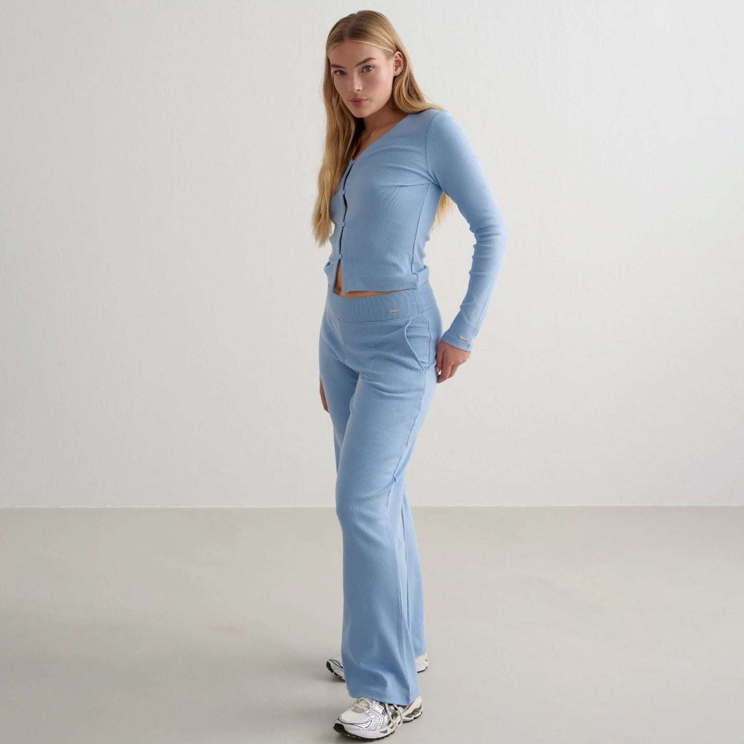 Blue Mist Ease Ribbed Wide Pants