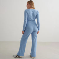 Blue Mist Ease Ribbed Wide Pants