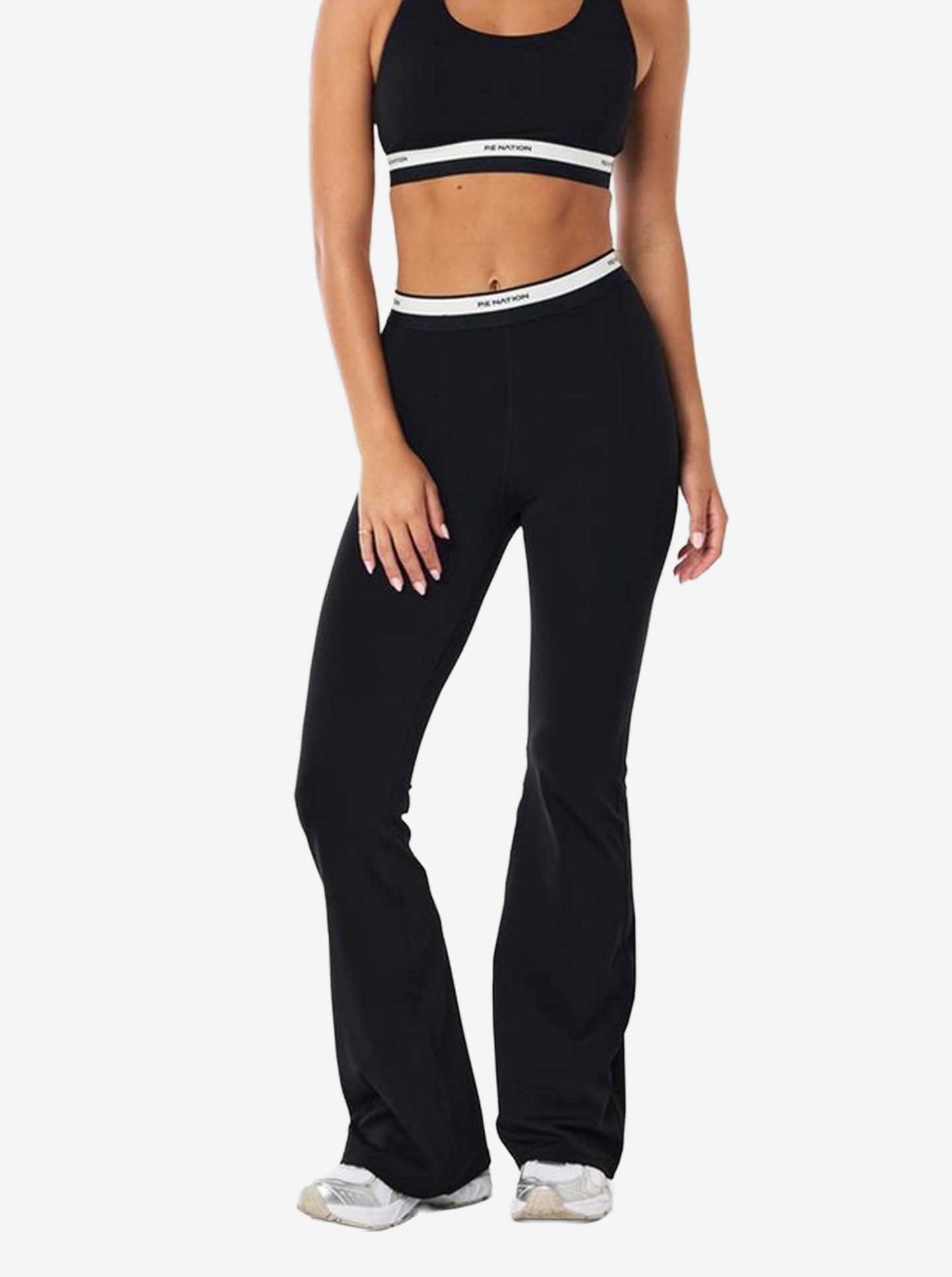Avant Flare Legging in Black & Whisper White