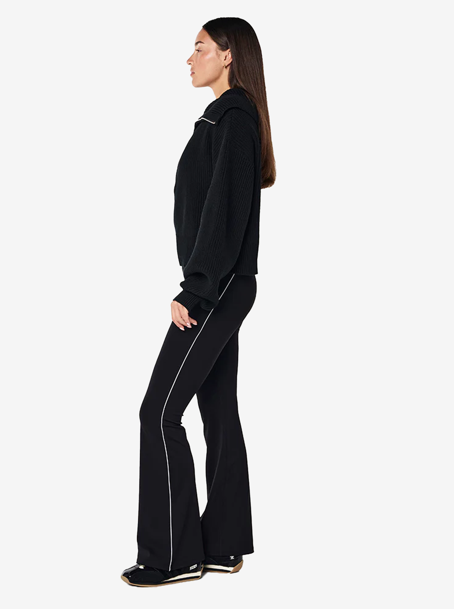 High Season Zip Neck Knit in Black