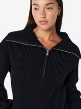 High Season Zip Neck Knit in Black