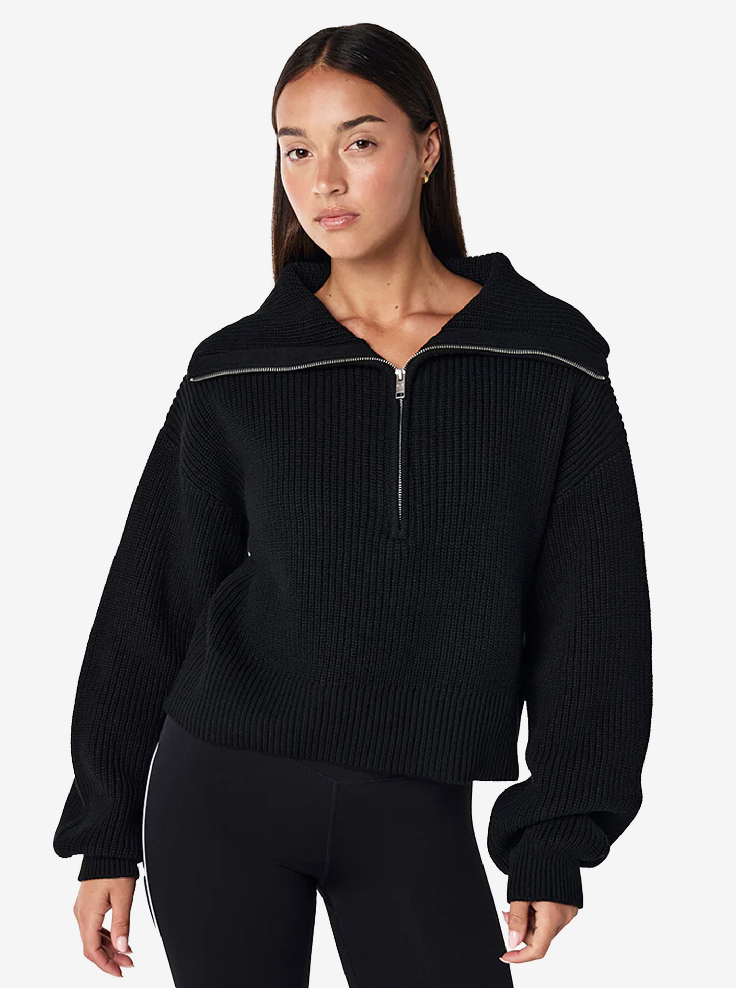 High Season Zip Neck Knit in Black