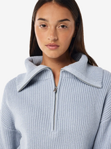 High Season Zip Neck Knit in Ice Blue