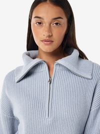 High Season Zip Neck Knit in Ice Blue