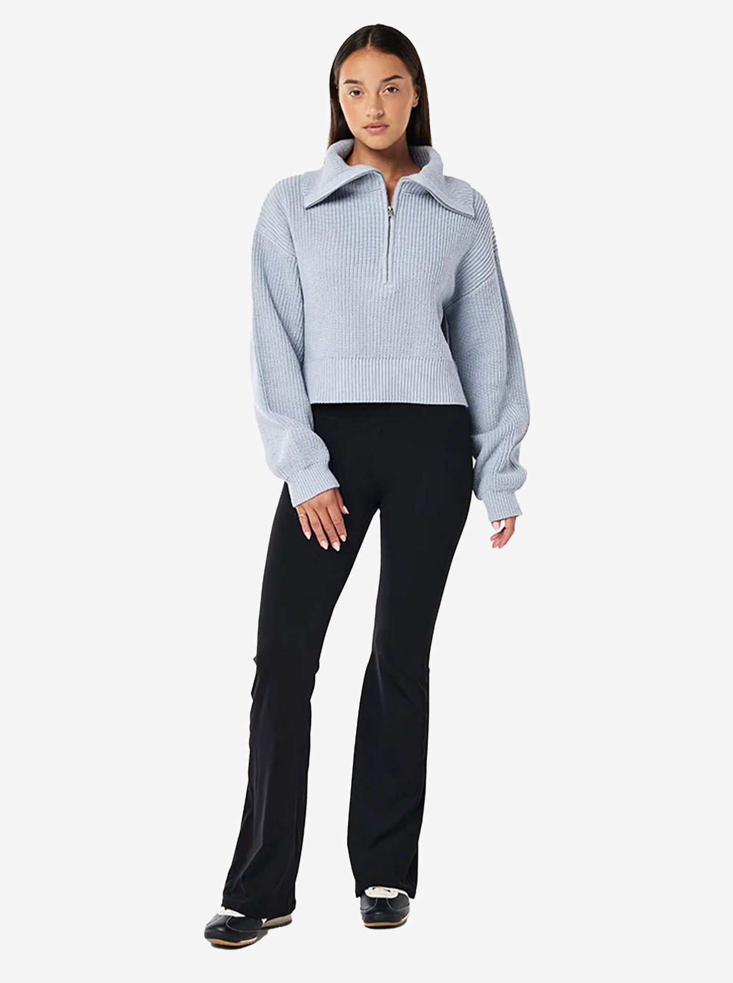 High Season Zip Neck Knit in Ice Blue