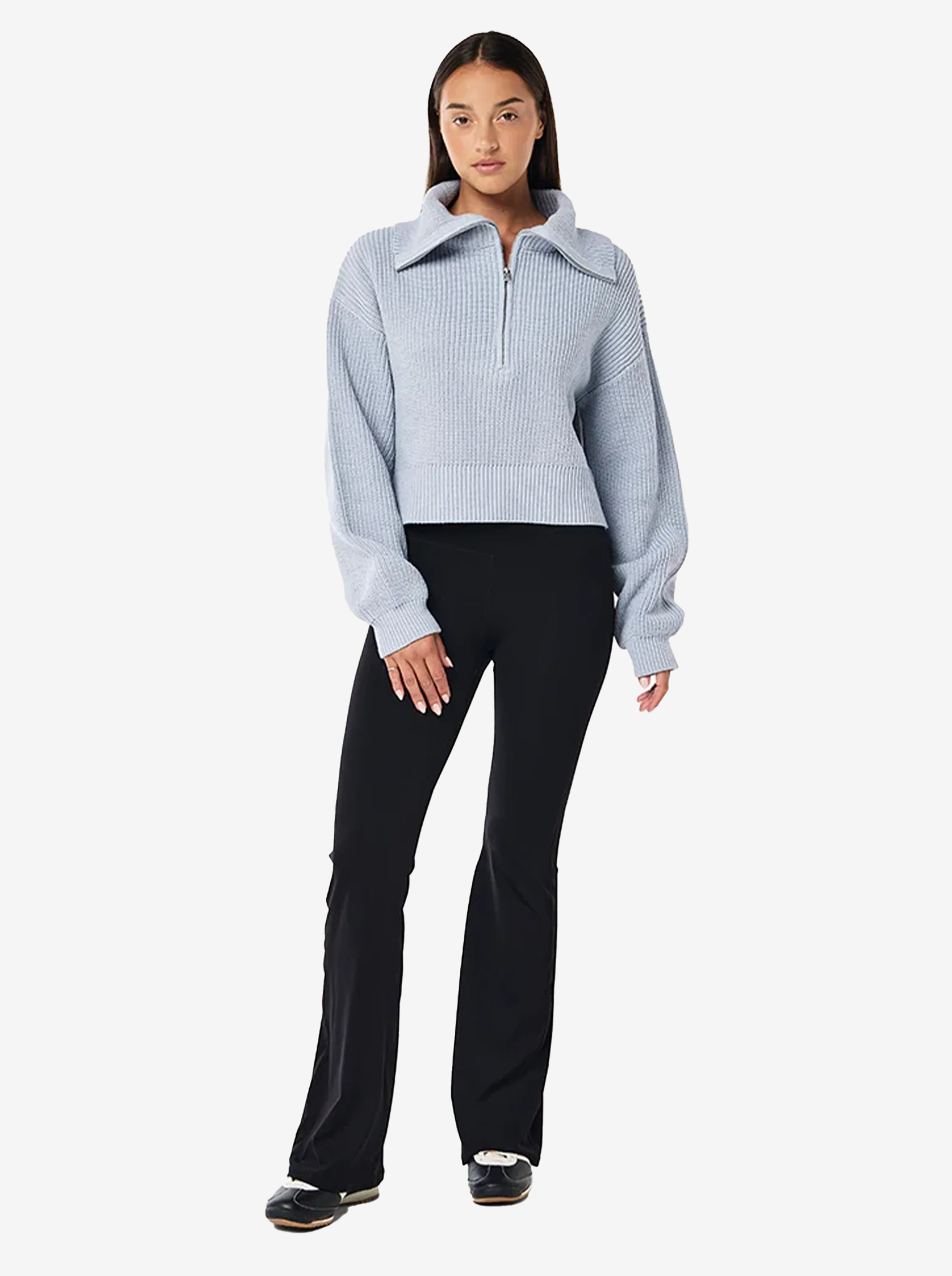 High Season Zip Neck Knit in Ice Blue