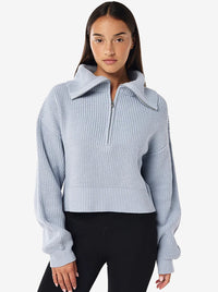 High Season Zip Neck Knit in Ice Blue