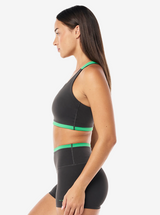 Highgate Sports Bra in Caviar & Kelly Green