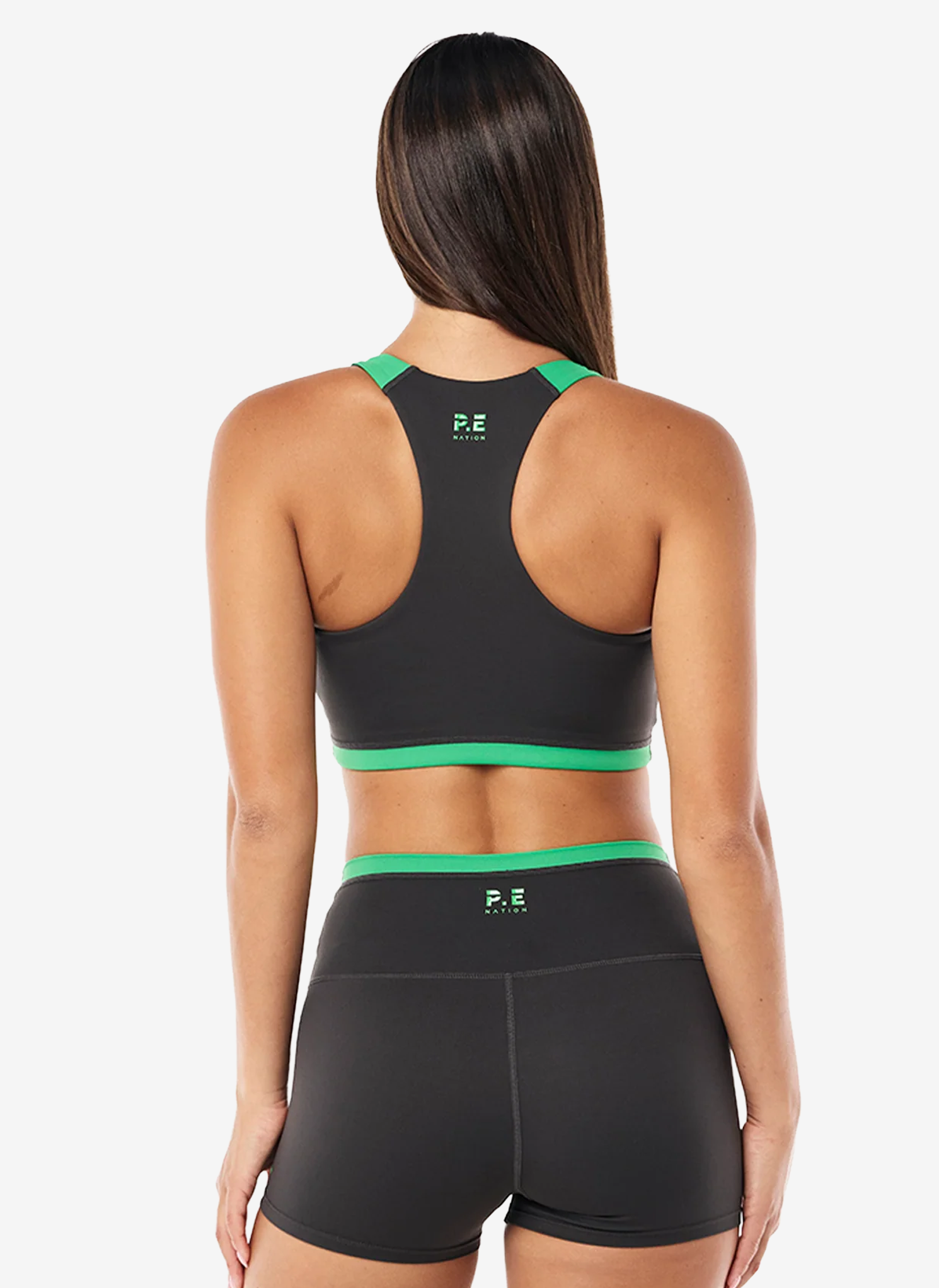 Highgate Sports Bra in Caviar & Kelly Green