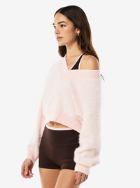 Greenpoint V Neck Knit in Chalk Pink
