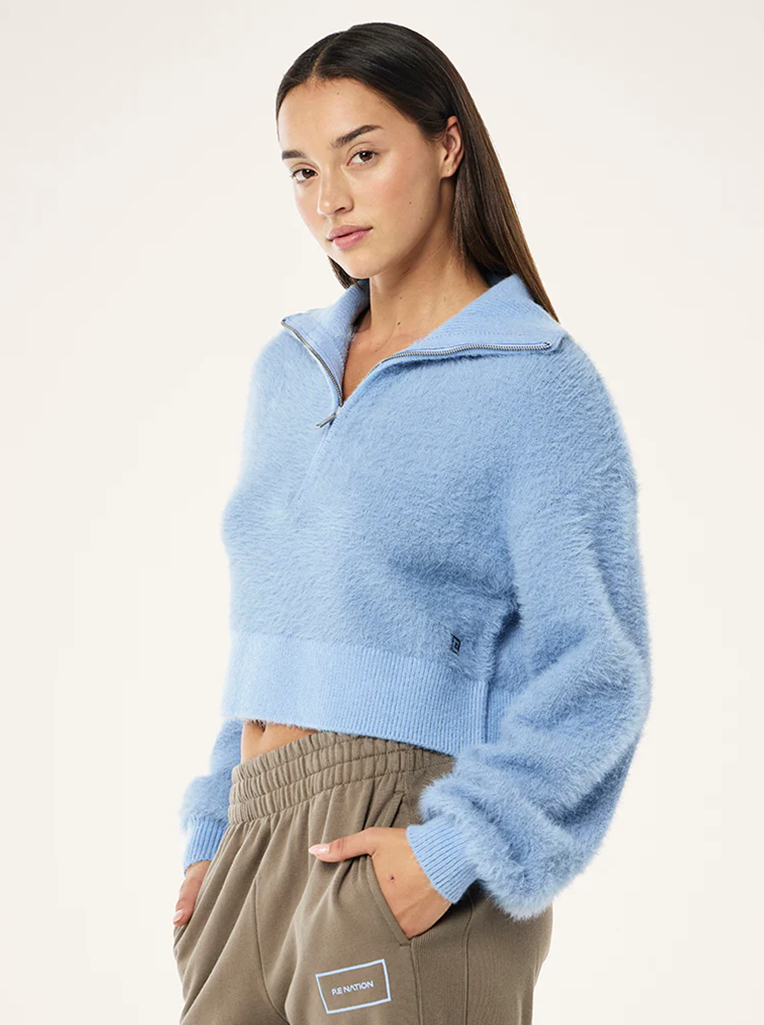 Greenpoint Zip Neck Knit in Dusty Blue