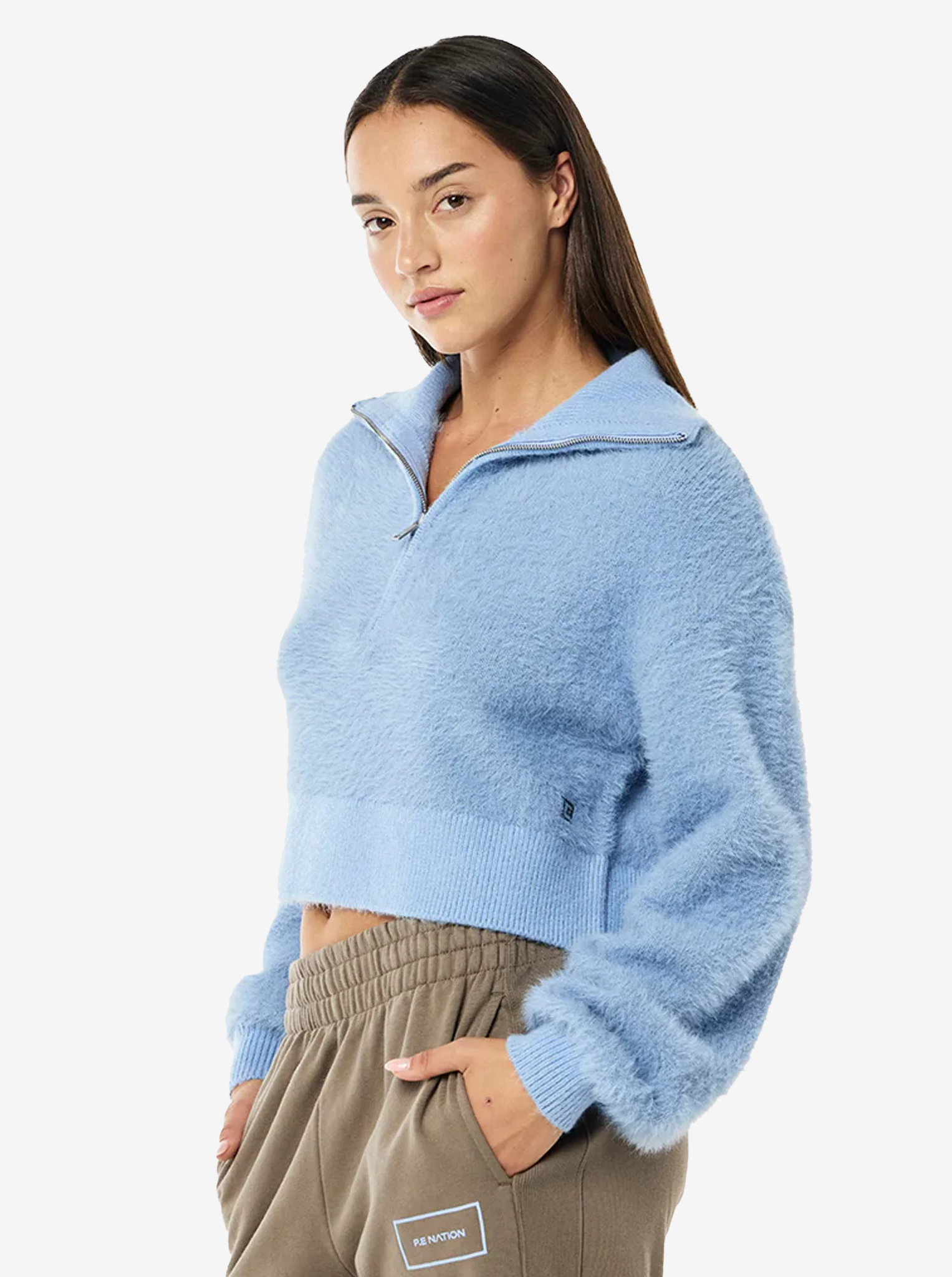 Greenpoint Zip Neck Knit in Dusty Blue